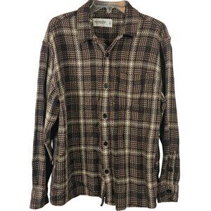 Y2K Abercrombie & Fitch Soft‎ A&F Collection Mens M Brown Plaid Flannel Cabin